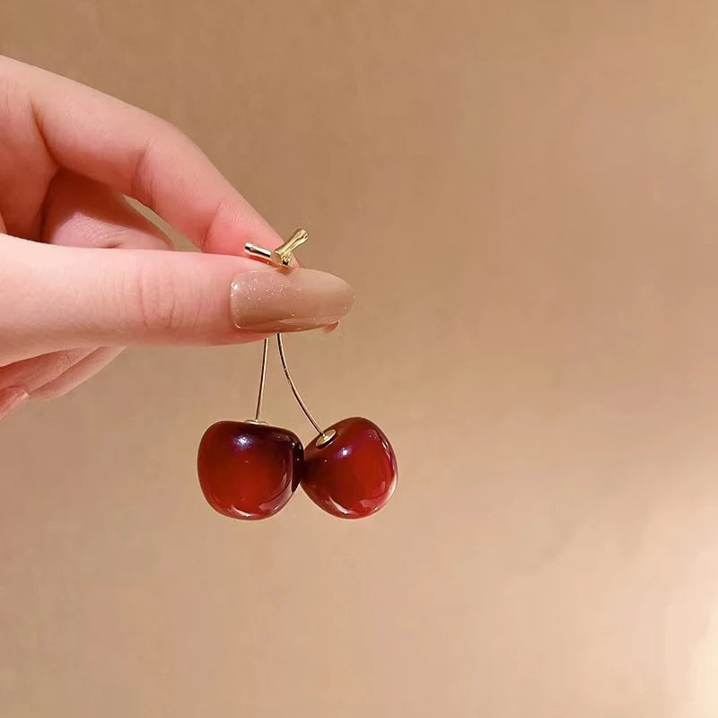 Women’s Drop Earrings - Cherry-Inspired Design - Lightweight - Minimalist Statement Jewelry