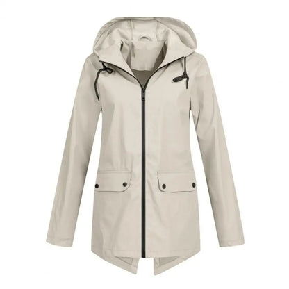 Women's hooded windproof mid-length coat