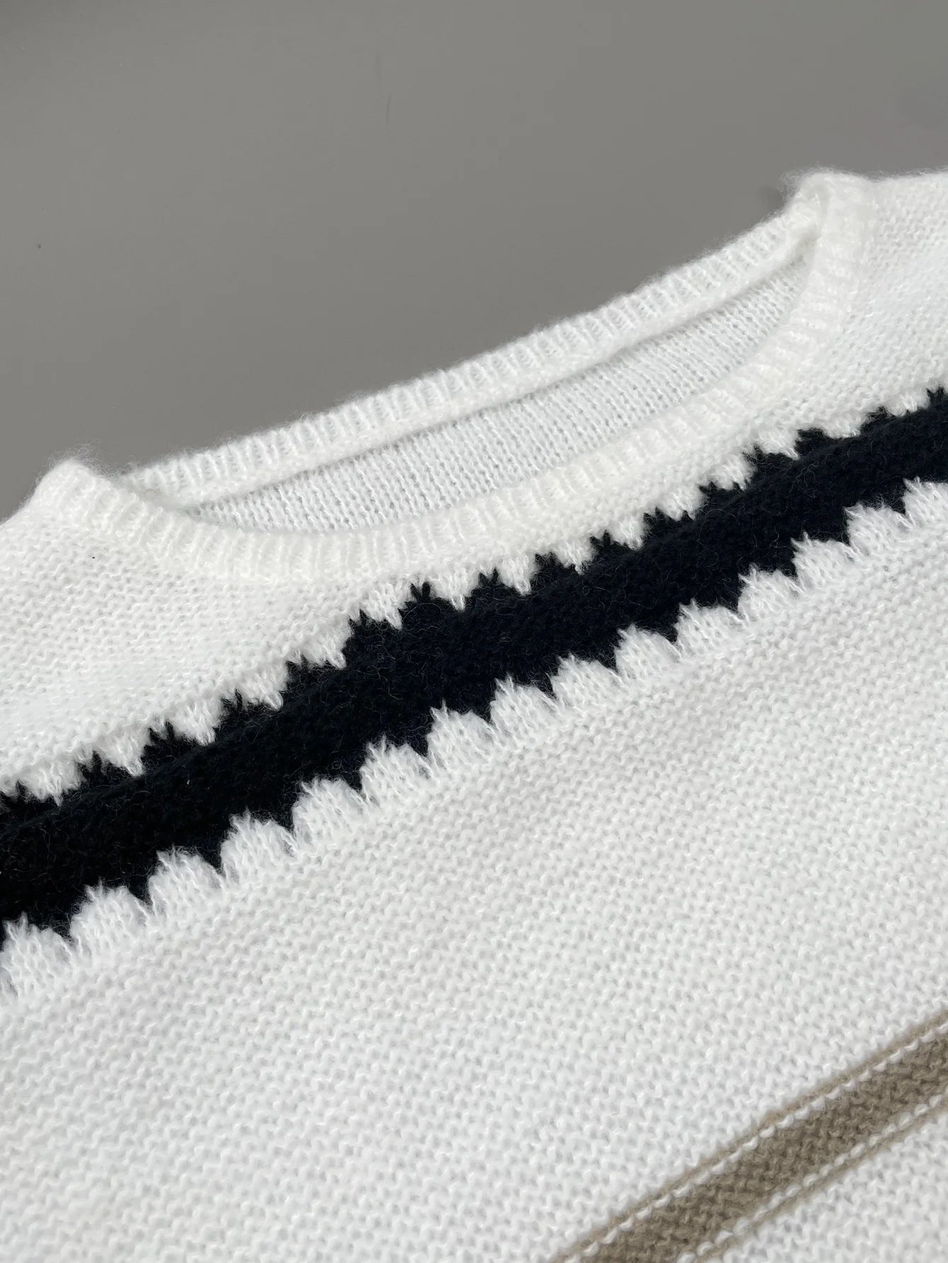 Women's loose patchwork striped sweater jumper for autumn winter