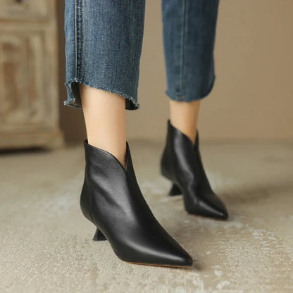 Isla Slim Fit Ankle Boots | Pointed Toe V-Cut Ankle Boots