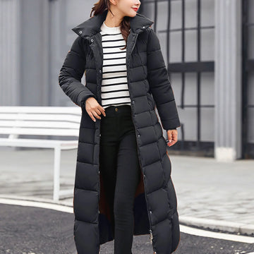 Women's long winter zip-up parka