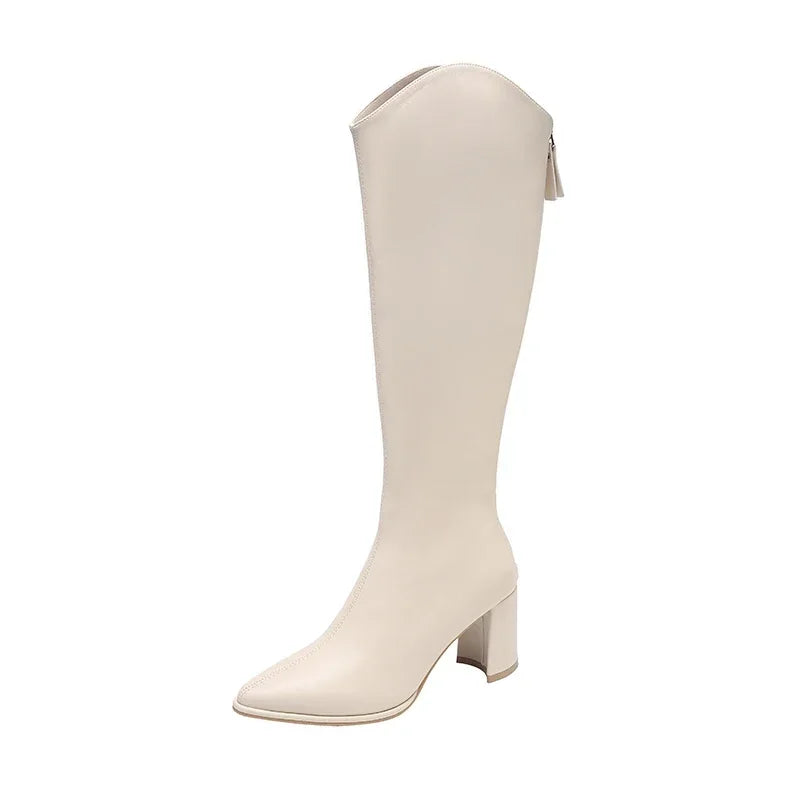 Women’s knee-high boots with thick high heels