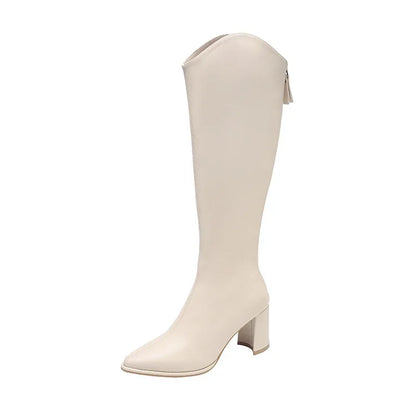 Women’s knee-high boots with thick high heels