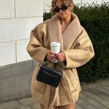 Women's winter fashion leather jacket