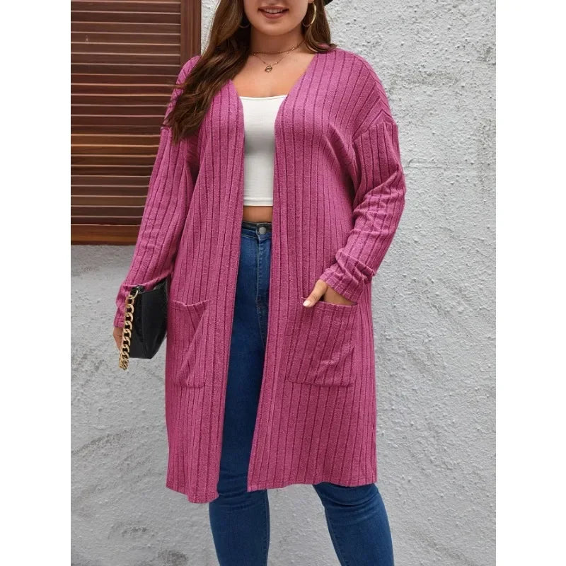 Women's plus size oversized long sleeve cardigan