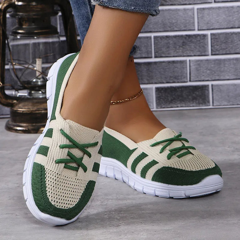 Women's Slip-On Sneakers - Breathable Knit Upper - Lightweight Casual Comfort