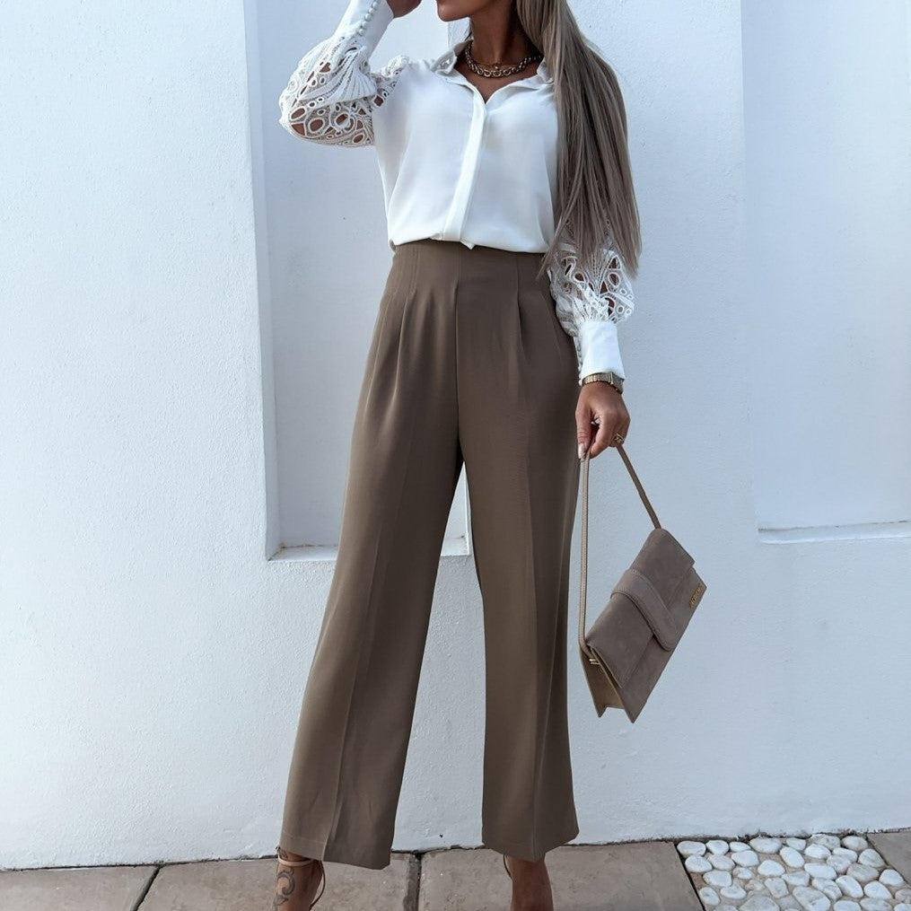 Women's Blouse - Lace Sleeve - Button Down Elegant Formal Wear
