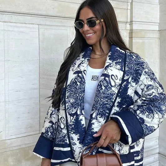 Porcelain Pattern Loose Fit Coat