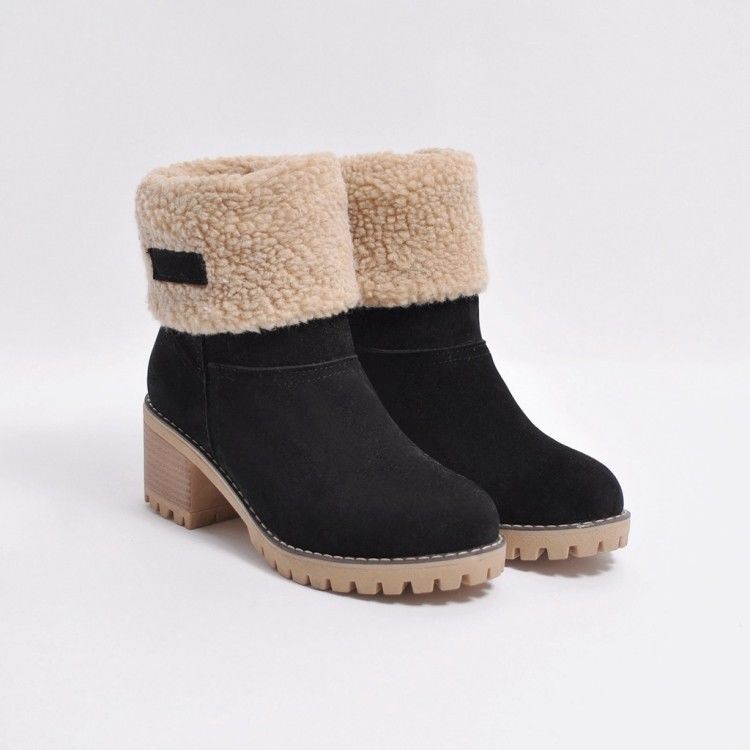 Sienna Ankle Boots | Fur Trim Block Heel Ankle Boots