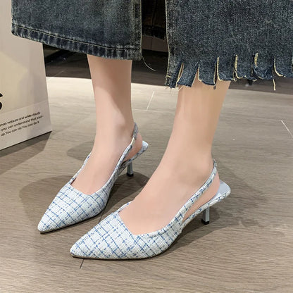 Women's Slingback Heels - Pointed Toe - Textured Design - Elegant & Comfortable