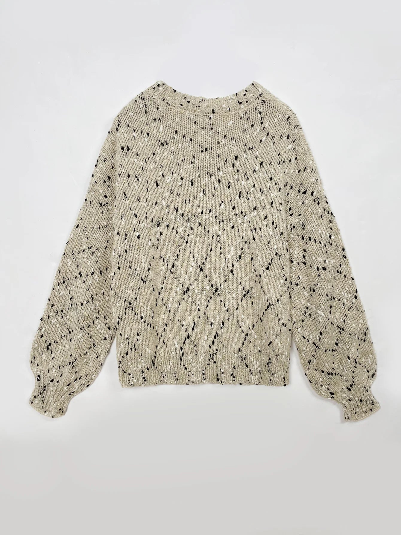 Textured knit sweater with relaxed fit for women