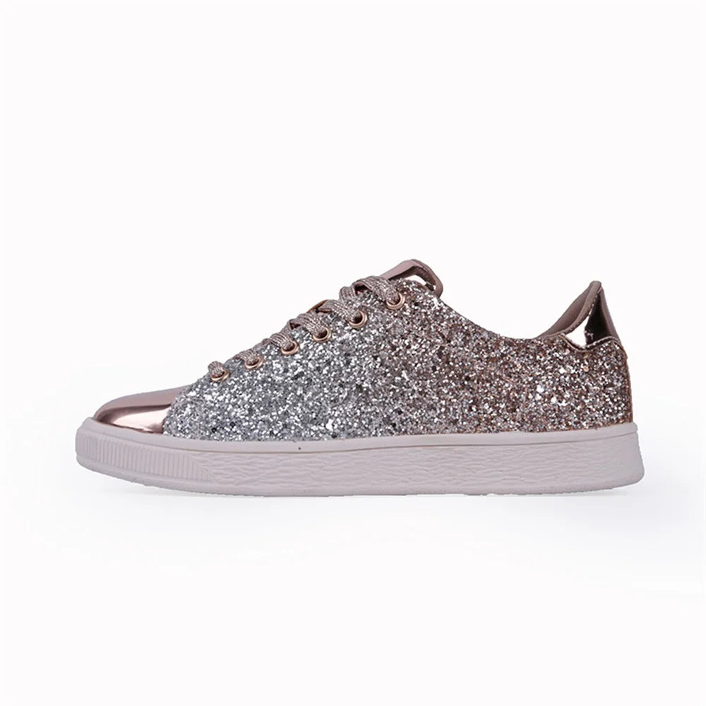 Suzy - glitter low-lace sneakers flat sole