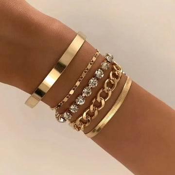 Elegant layered bracelet set with crystal accents