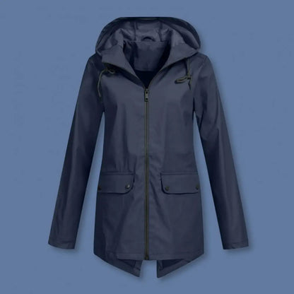 Women's hooded windproof mid-length coat