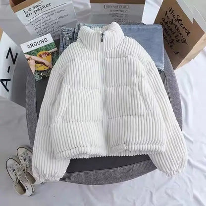 Women's corduroy winter mock neck jacket