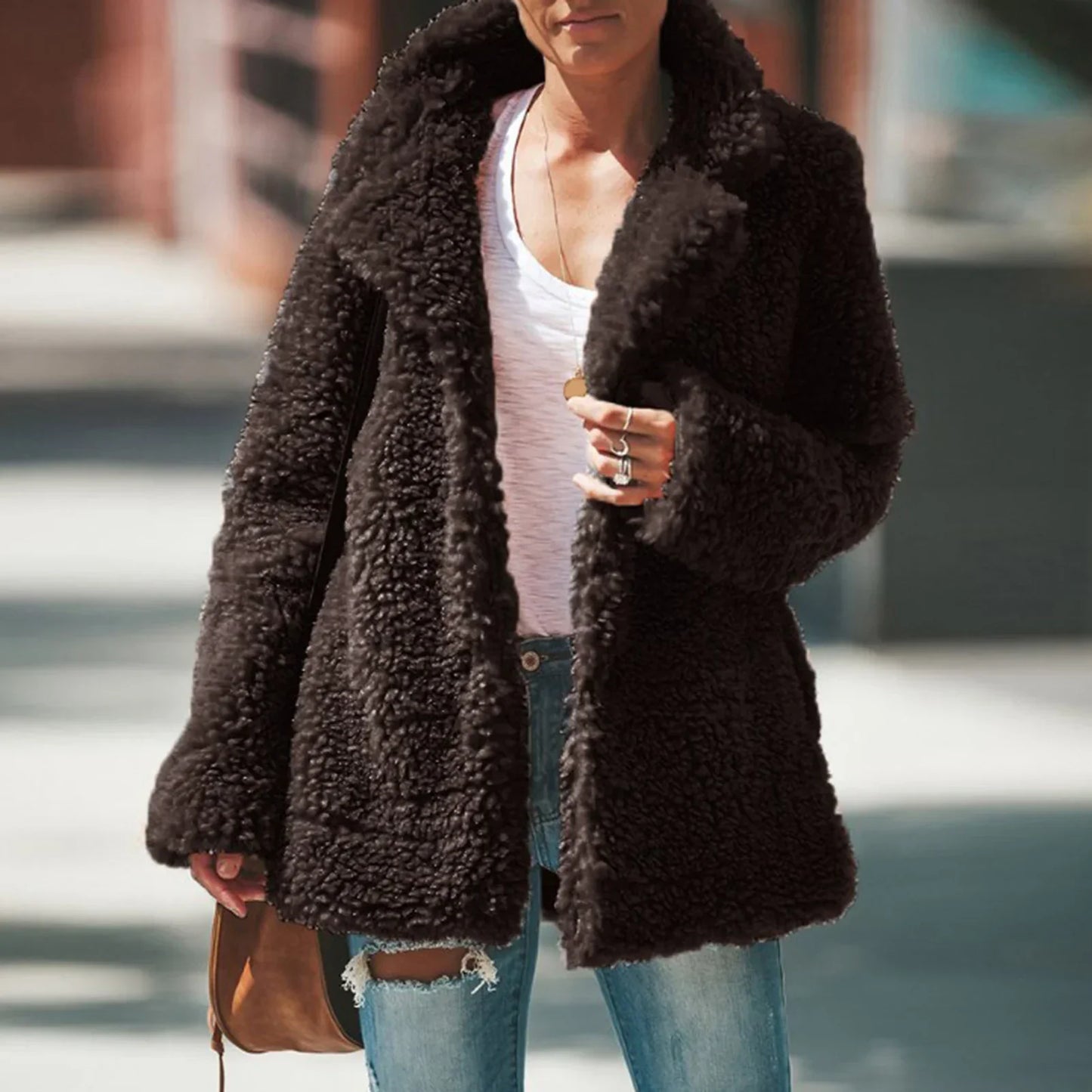 Women's warm teddy fleece plush coat