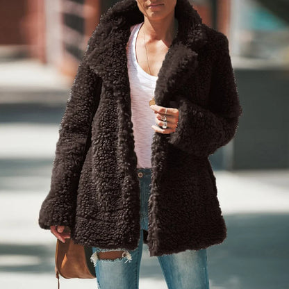 Women's warm teddy fleece plush coat
