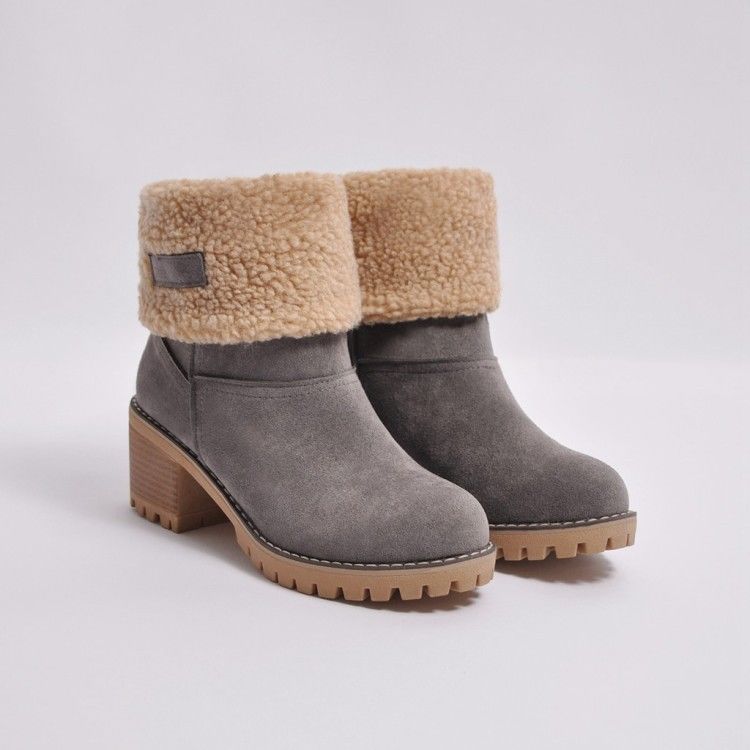 Sienna Ankle Boots | Fur Trim Block Heel Ankle Boots