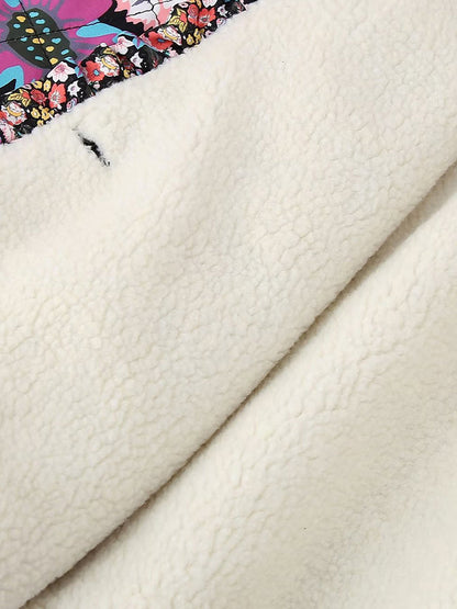 Women's autumn floral print loose quilted jacket