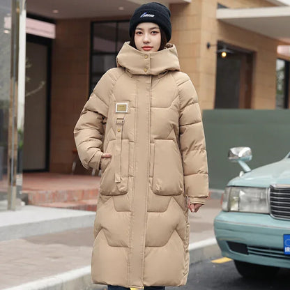 Women's winter windproof long hooded parka