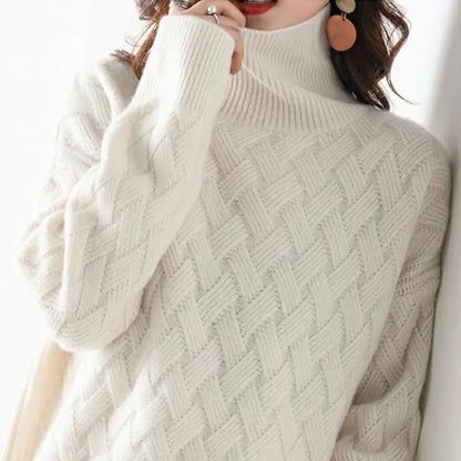 Women's winter twisted turtleneck pullover sweater