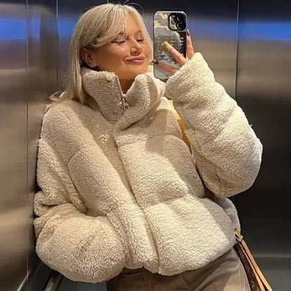 Short cozy coat for women
