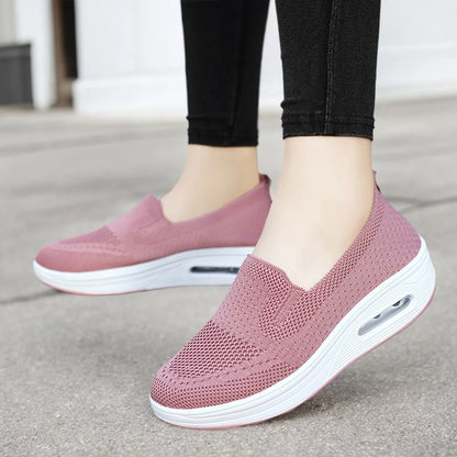 Women's Slip-On Sneakers - Breathable Mesh - Air Cushion Sole - Lightweight Casual Wear