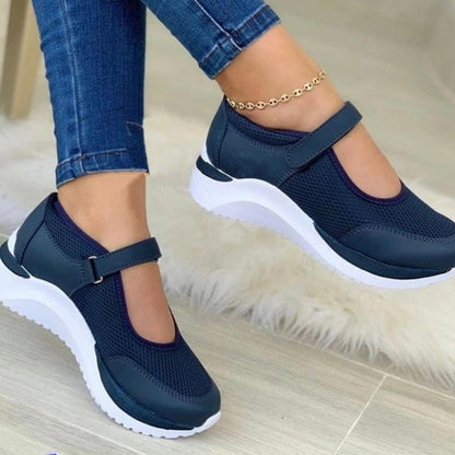 Women's Mary Jane Sneakers - Breathable Mesh - Cushioned Sole - Supportive & Lightweight