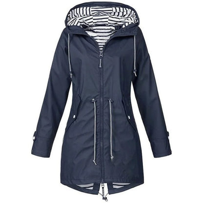 Women's lightweight waterproof with a drawstring trench jacket