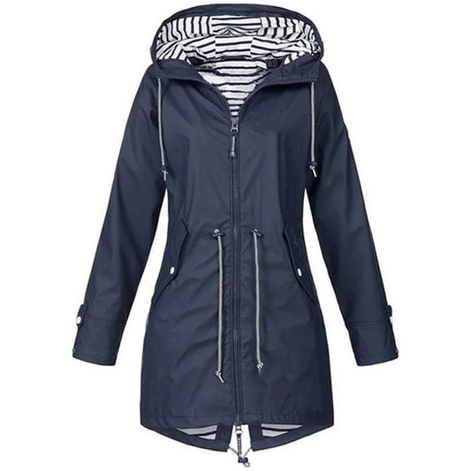 Lightweight Waterproof Drawstring Trench Jacket