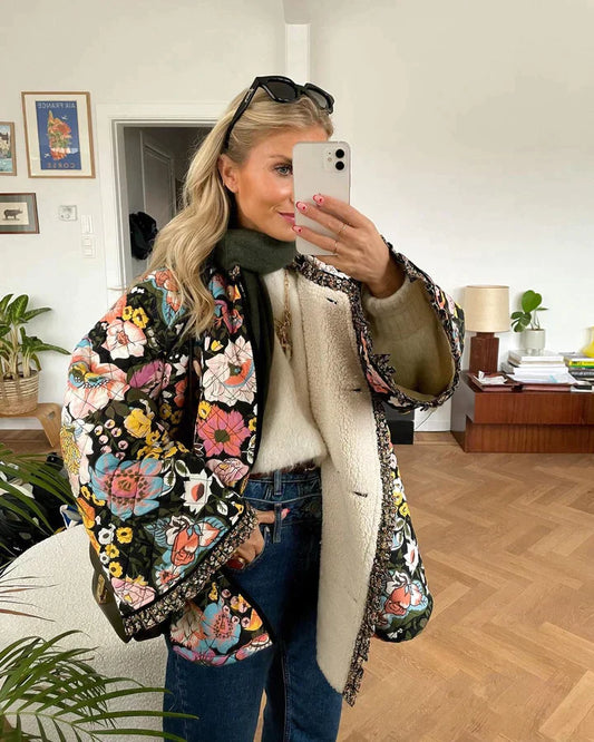 Printed Loose Trumpet Sleeve Coat