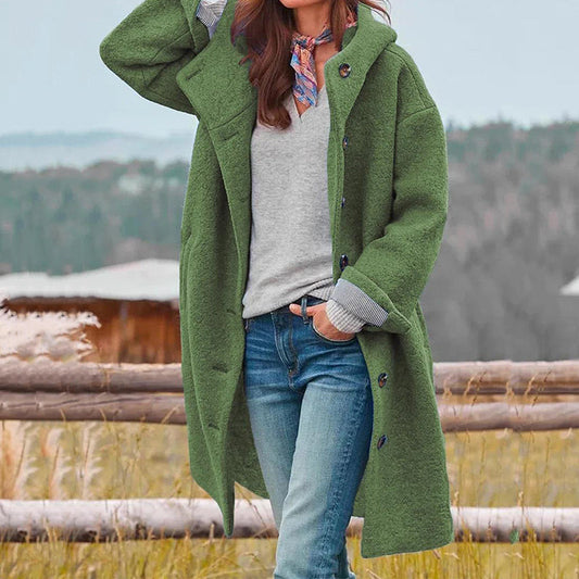 Textured Oversized Button-Front Long Coat