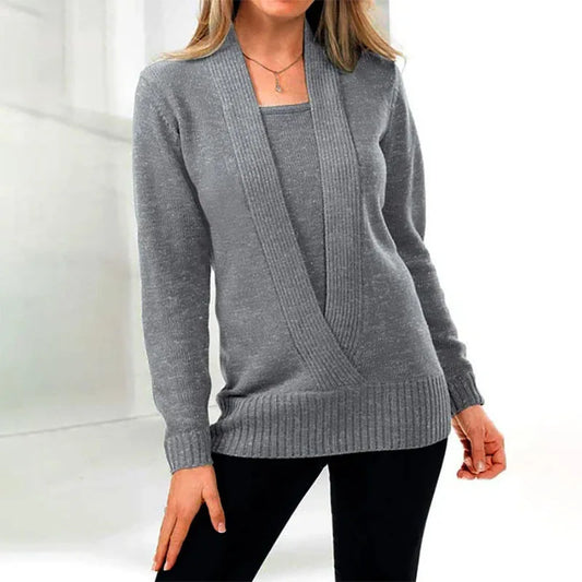 Faux Two-Piece Casual Short Sweater