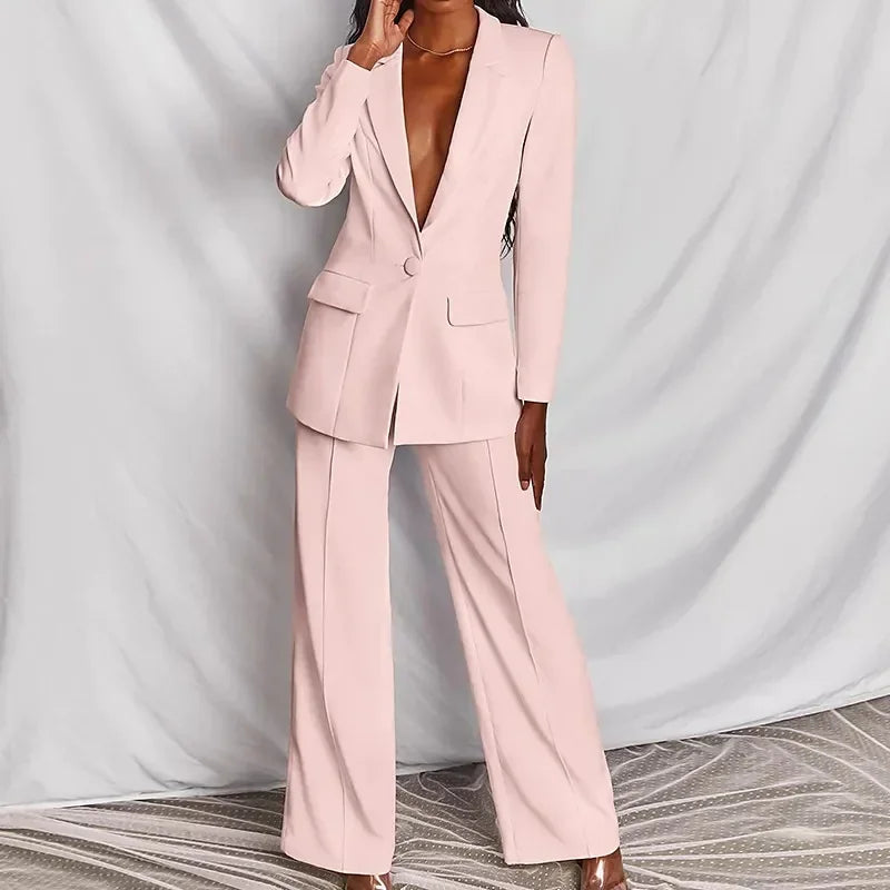 Women's urban elegant blazer two-piece set