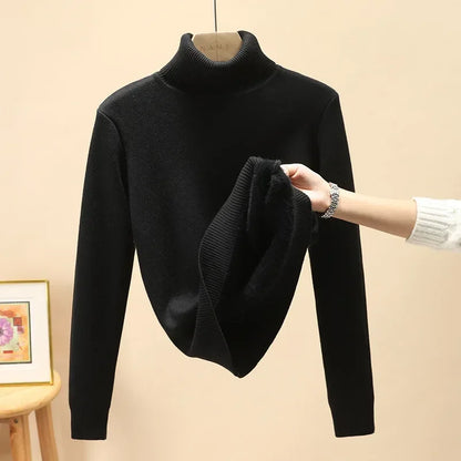 Women's turtleneck knit pullover sweater