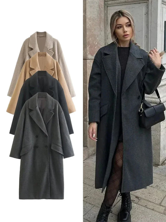 Double-Breasted Lapel Trench Coat