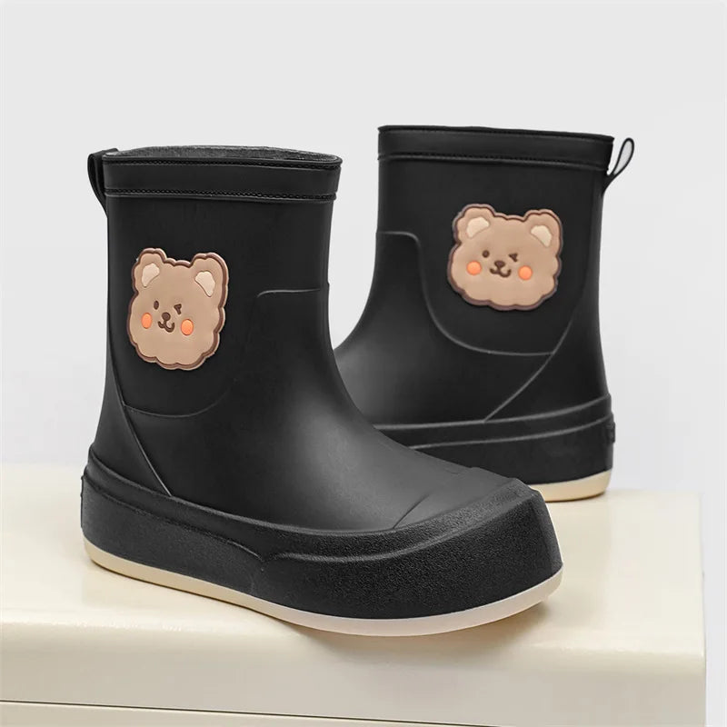 Women’s Rubber Boots – Waterproof Ankle Length – Bear Design – Easy Pull-On Fit