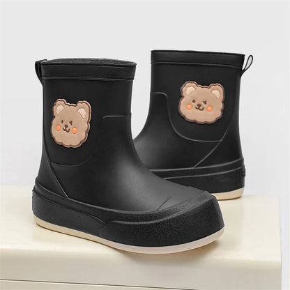 Women’s Rubber Boots – Waterproof Ankle Length – Bear Design – Easy Pull-On Fit