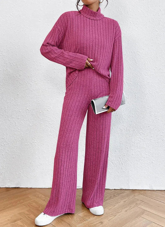 Ribbed Long Sleeve Two-Piece Set