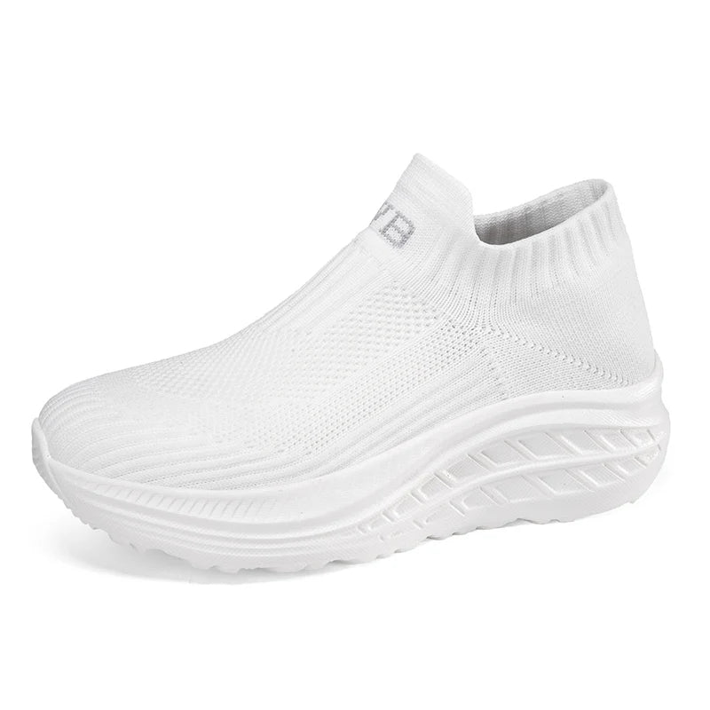 Women’s Slip-On Sneakers - Breathable Knit Upper - Lightweight Casual Shoes
