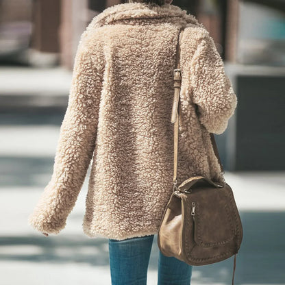 Women's warm teddy fleece plush coat