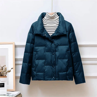 Women's ultra-thin light down jacket with stand collar