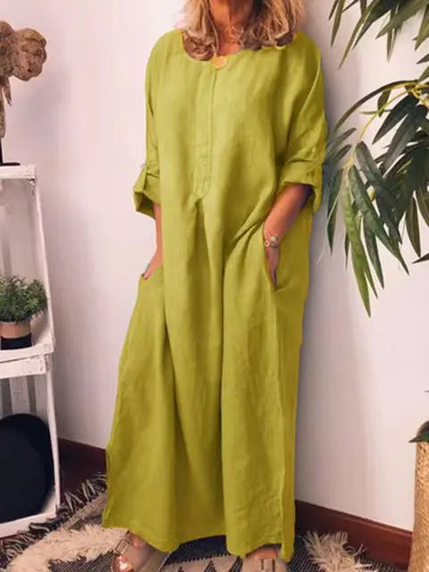 Linen Breathable Loose Fit Maxi Dress