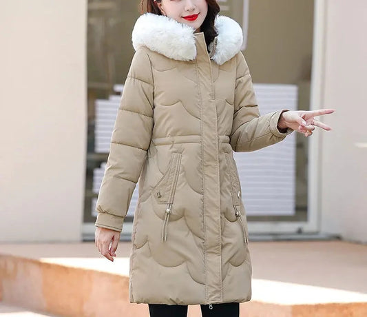 Hooded Padded Winter Drawstring Waist Jacket