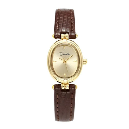 Isla Embossed Oval Wristwatch | Gold-Tone Slim Strap Wristwatch