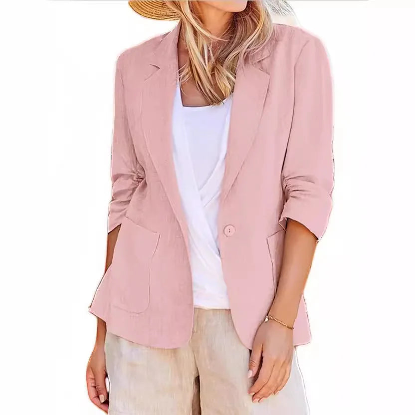 Women's solid color loose fit single-breasted suit