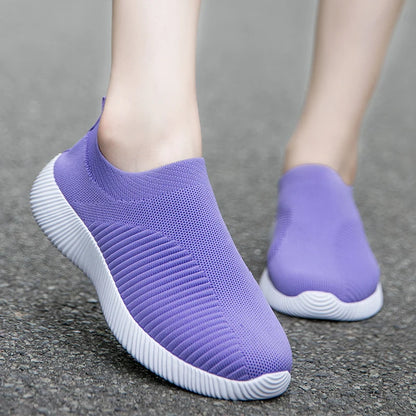 Women's Slip-On Sneakers - Breathable Knit - Lightweight Cushioned Sole - Casual Wear
