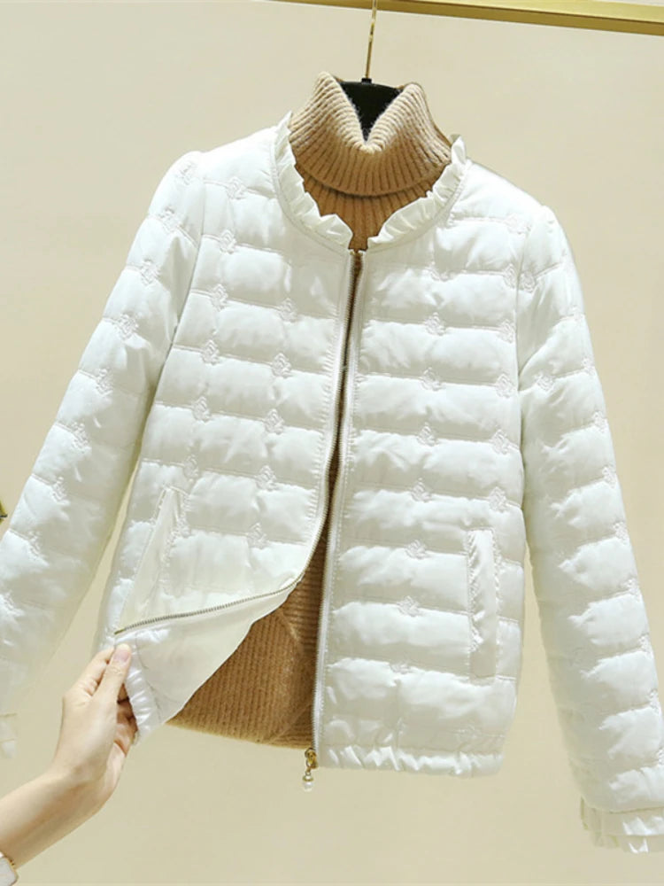Women's casual lightweight ruffle-hem jacket