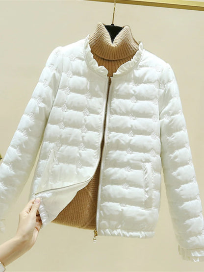 Women's casual lightweight ruffle-hem jacket