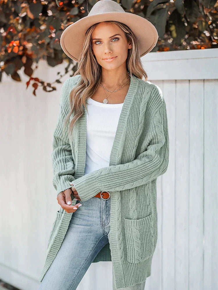 Women's trendy long sleeve casual vest